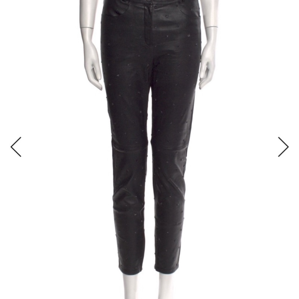 CHANEL Black Calfskin - Tweed Embellished Trousers